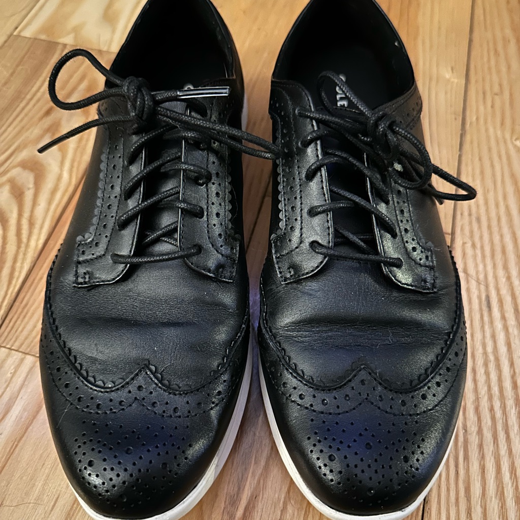 Cole Haan Black Leather Wingtip Oxford Flats